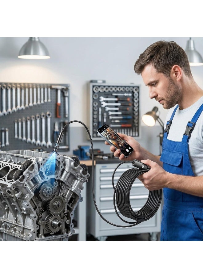 منظار داخلي، كاميرا منظار داخلي مع عدسة مزدوجة عالية الدقة وإضاءة، 6.6 قدم/2 متر، كابل شبه صلب، كاميرا منظار داخلي مع أضواء LED متوافقة مع أجهزة Android وiOS - Image 2